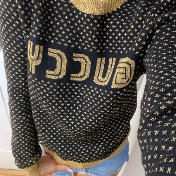 Gucci Black And Gold Wool Metallic Sega 